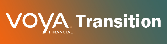 the VOYA logo next to text saying transition