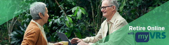 Elderly Couple discussing online retirement through myVRS