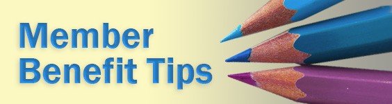 text reading Member Benefit tips with an image of the sharpened tips of three pencils on the right